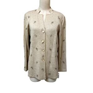 Toula Vintage Evening Jacket Cardigan Wool Cream and Gold Size 16 NWT